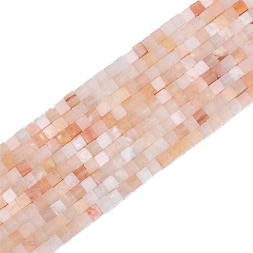 BEADIA Natural Pink Aventurine Square Stone Beads 4x4mm 85pcs Cube Loose Semi Gemstone Beads for Jewelry Making Design - color: Pink Aventurine