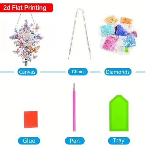 ZeeLionArt Hanging Diamond Art Kits for Adults,Flower Cross Pendant Diamonds Painting Art Kit,5.2x7.1inch Acrylic Diamonds Painting Board Kit Ornament, Special Crystal Diamond Hanging Ornament - color: DP03095