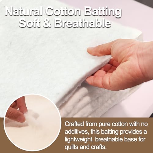 Natural Cotton Batting for Quilting Sewing Crafting & DIY Projects (68"x86", 150g/m² Lightweigh), Batting for Quilts - size: 68 x 86 Inch
