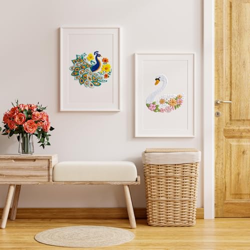 Louise Maelys Swan Floral Embroidery Kit for Beginners DIY Gift Set - color: Swan Flower