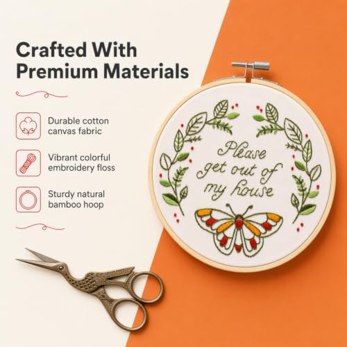 FUNATIC Please Get Out of My House Funny Embroidery Kit for Adults - color: Please Get Out of My House