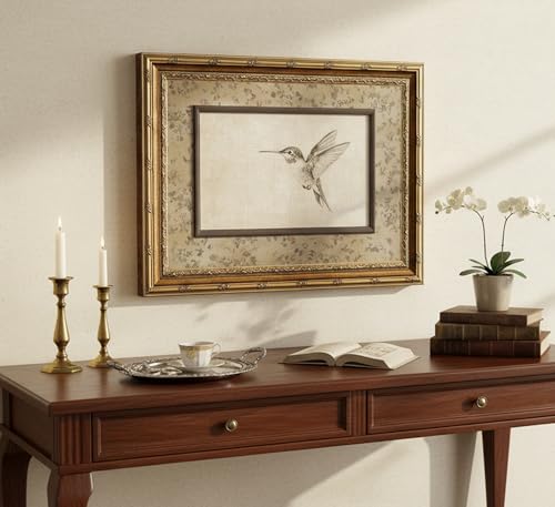Gold Framed Vintage Bird Sketch Canvas Wall Art Farmhouse Cottage Neutral Bird Paintings Pictures Wall Decor Posters Prints Artwork for Bedroom Office Gallery Home Decoration - color: Bird, size: 16"L x 12"W
