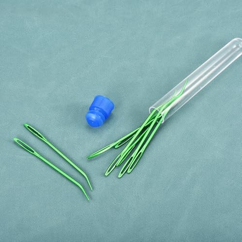 uxcell 8 Pcs Yarn Needle Kit, 2.76 Inch Tapestry Needles Bent High Carbon Iron Large Eye Sewing Darning Needles Hand Sewing Needles with Storage for Hand Sewing Art Crafts, Green - color: Green