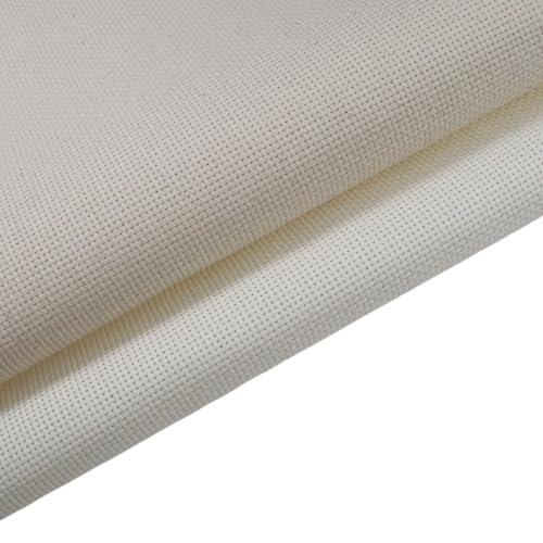 KCS 2 pc of 15" x 18"(38cmx45cm) 11 Count Cross Stitch Cotton Aida Cloth Needlework Fabric Box (Antique White+Oatmeal,11CT) - color: Antique White+oatmeal, size: 11CT