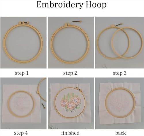 Meecaa 3 Pieces Mushroom Butterfly Flower Embroidery Kit Starter Set, Hand Embroidery Set,Pattern Printed Cross Stitch Set for Beginner Adults, with Embroidery Hoop and Instructions (Mushroom) - color: Mushroom