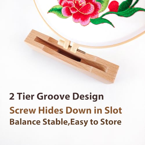 Embroidery Hoop Stand Base 3Pack Embroidery Stand 2 Tier Groove Design Embroidery Display Stand Base ，Embroidery Hoop Display Cross Stitch Kits (Suitable 4-6.7IN Frame) - size: Suitable 4-6.7IN Frame