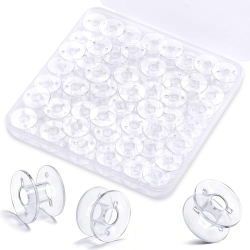 LOKUNN 50 Pcs Bobbins for Sewing Machine Plastic Bobbins for Sewing - size: 50 Pcs