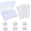 Embroidery Floss Organizer Box - 36 Compartments with 120 Hard Floss Bobbins and 2 Pieces 459 Color Number Stickers