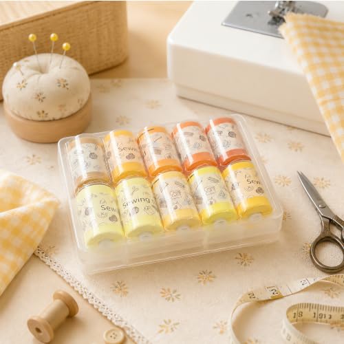 Sewing Thread 10 Color Sewing Industrial Purpose 1000 Yards Per Spool 40S/2 Polyester for DIY Sewing Machine,Embroidery Machine,Hand Sewing (Yellow) - color: Yellow
