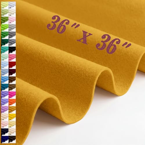 Large Felt Fabric Sheet 36 x 36 Inch, 1.6mm Thick (Gold) - color: Gold