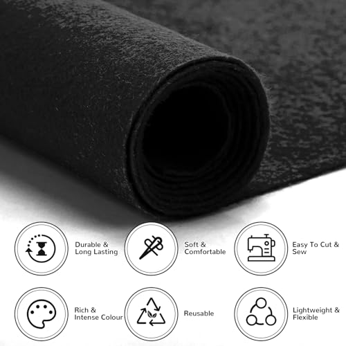Felt Fabric 36" X 36"(1 Square Yard) (Black) - color: Black, size: 36" X 36"