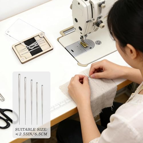HINGTAI Wooden Magnetic Needle Holder Case with Clear Lid, Sewing Needle Organizer Box with Snap Closure, Strong Built-in Magnet Secures Pins Under 6.5cm, Craft Supplies Storage Gift for Sewers - color: 1Pcs-wooden