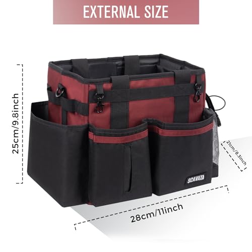 SCAVATA Compact Wearable Cleaning Caddy with Handle & Shoulder Straps - color: AncoraRed