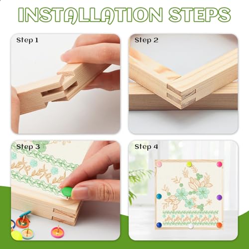 FSWCCK 8 Pcs 8" Stretcher Bars for Needlework with 100 Thumb Tacks, Wooden Canvas Stretcher Bars, Needlepoint Embroidery Stitch Frame Set for Women's Birthday Gifts, Crafts Art