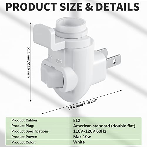 Tuanse 10 Sets Plug in Night Light Base with Shade Mount Clip, White - color: White