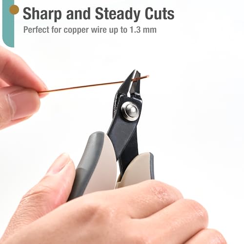 Beaditive Micro Wire Cutter – Natural Cream Flush Cutter for Beading, Jewelry Making & Crafting – Precision 5” High Carbon Steel with Ergonomic TPR Grip