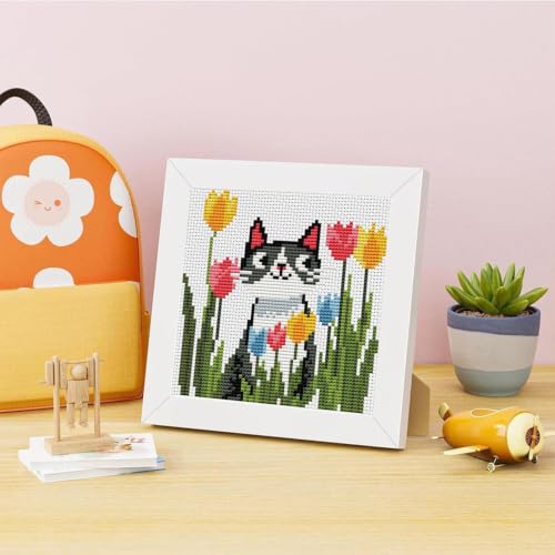 Tulip Cross Stitch Kits, Cross Stitch Kits for Adults Beginner with Framed - color: cross stitch Framed-6