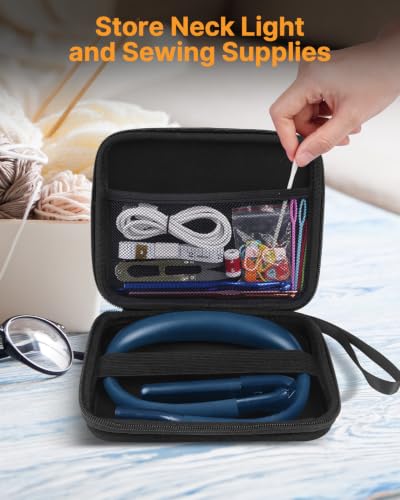 Book Light with Storage Case, 80H Lasting Rechargeable Neck Light - color: Dark Blue + Black Storage Case