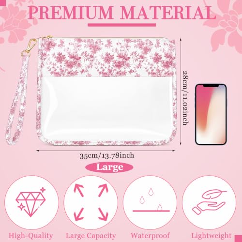 Sabary 6 Pack Pink Floral Needlepoint Project Bag Bow Pouch 11" x 13.8" - color: Pink, size: 11" X 13.8", style: Floral