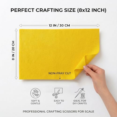 Soft Yellow Felt Fabric Sheets for Crafts 8 x 12 Inch 20 Pcs 1.6mm Thick - color: Yellow