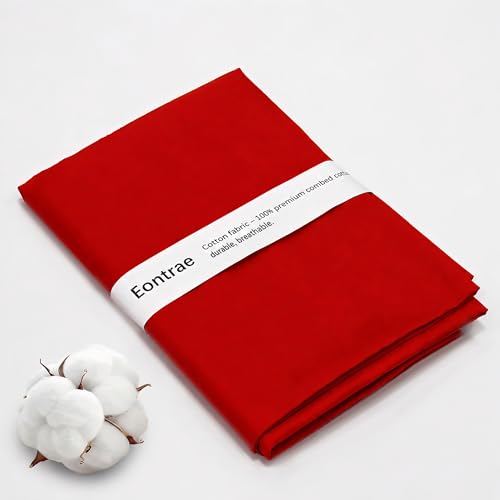 3 Yards Red Cotton Fabric by The Yard in Solid Color - 59” Wide High-Density Natural Cotton Material Apparel Cloth for Quilting, Sewing, Crafts, Binding, Backing & Lining - color: Red, size: 3Y