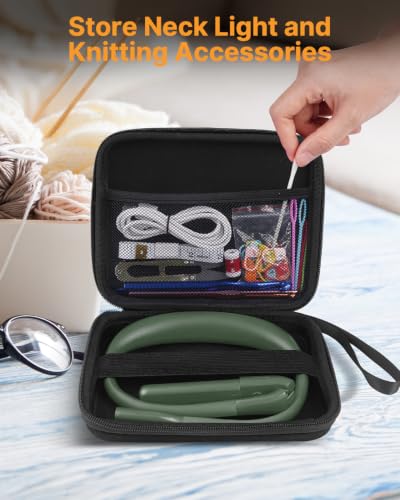 Bendable Neck Light with Storage Case, Dimmable Reading Light - color: Green Light with Storage Case