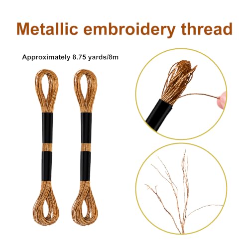 Gosknor 6 Skeins Embroidery Threads, Metallic Embroidery Floss - color: Bronze