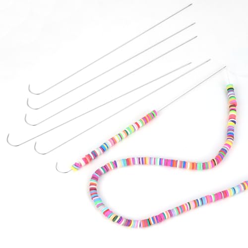 6 PCS Beading Needles 7.4 inch Bead Spinner Needles, 0.7mm Diameter Beaded Needles for Beads Rotating Jewelry Making, DIY Waist Beads, Bracelets, Necklaces