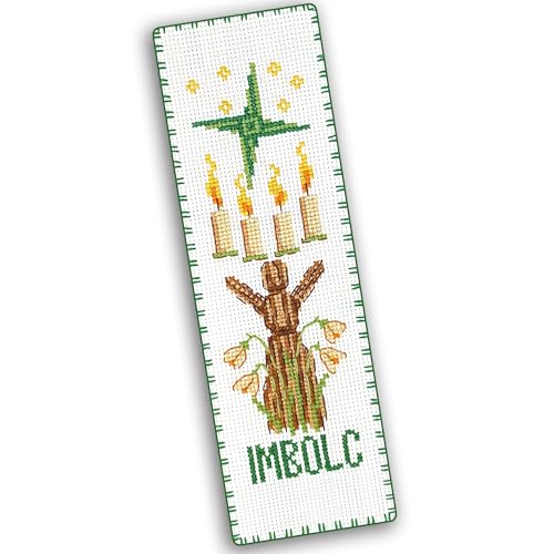 Povitrulya Cross Stitch Bookmark Kit “Imbolc“ – Counted DIY Embroidery Set for Adults & Beginners, Saint Brigid Pagan Irish Gaelic Druid Witchy Spring Craft Gift - color: Imbolc