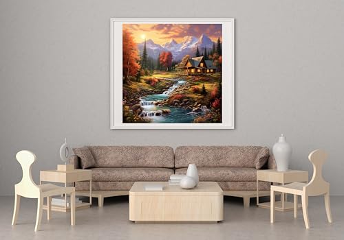 14CT Counted Cross Stitch Kits for Adults Mountain Flowers Advanced Stamped Cross Stitch Kits for Adults (Mountain 6) - color: Mountain 6