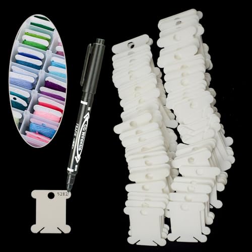 Embroidery Floss Organizer, 2 Removable 18 Compartments Cross Stitch Thread Storage Box with 200 Plastic Embroidery Floss Bobbins, 1 Floss Winder and 1 Marker - color: Transparent 2 Boxes