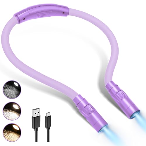 LUXJET Adjustable Bendable Neck Reading Light with 3 Lighting Modes, Purple - color: Purple