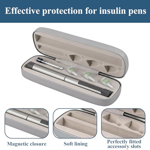 Insulin Pen Case, Portable Travel Cooler for Diabetic Supplies - color: Gray
