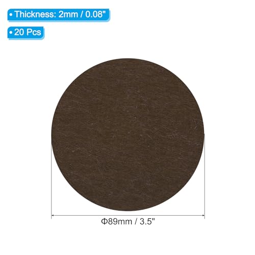 PATIKIL 3.5 Inch Diameter Lamp Base Felt, 20Pack 2mm Thickness Round Soft Adhesive Non-Slip Anti-Scratch Backed Felt for Lamp Furniture DIY Craft, Coffee - color: Coffee, size: 3.5 Inch