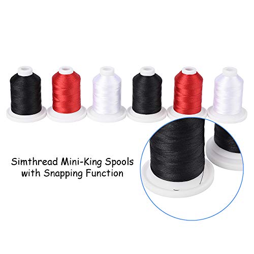 Simthread Embroidery Machine Thread Kit 800Y 21 Spools Black White and Red Colors for Professional Embroidery Design - color: Black White & Red