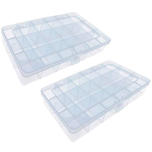 Xiaoyztan Bead Organizer 18 Grids Tackle Box 8x4.7x1.3in for Beads 2 Pack - size: 8.0x4.7x1.3 in