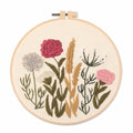 IUHUI Embroidery Kit for Beginners Adults - Thriving Flowers and Plants Easy Patterns, DIY Hand Stitching Embroidery Set with Hoop (Red Pink Flowers) - color: Red Pink Flowers