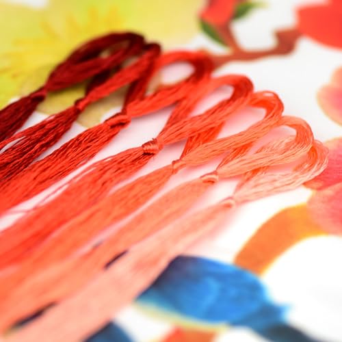 Natural Silk Thread for Embroidery, 7 Vibrant Colors, 110m Each, Handmade Silk Floss（07） - color: 07