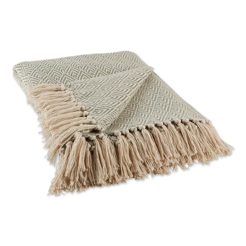 DII Diamond Throw Collection Cotton Woven, 50x60, Artichoke - color: Artichoke