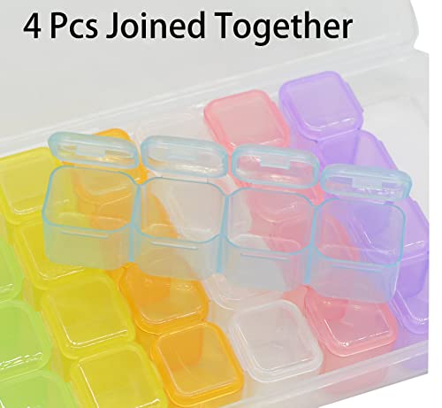 Yansanido 6 Pcs 28 Grids Colorful 5D Diamond Painting Embroidery Box, Accessories Storage Containers Adjustable Bead Case with 196 Pcs Label Stickers (28 Grids-6pack Colorful) - color: 28 Grids-6pack Colorful