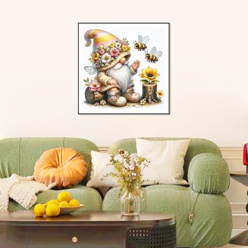 niurenmaoyi Stamped Cross Stitch Kits for Beginners,Counted Embroidery Craft Kits for Adults,Needlepoint Kits for Adults,Gnome Flowers Wall Art 13.8X13.8In - color: Cross Stitch Kits1215-02