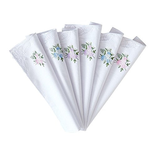 RDS HANKYTEX Cotton Embroidery Ladies' Handkerchiefs Lace Set of 6 - style: 4