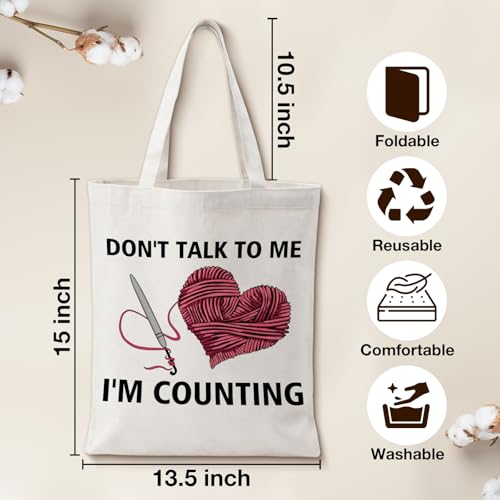 Cute Goose Crochet Canvas Tote Bag for Women - color: I'm Counting