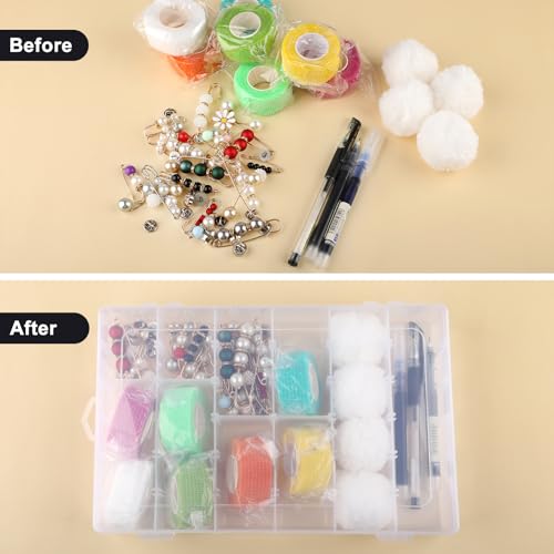 4 Pack 36 Grid Bead Organizer Box with Removable Dividers, Clear Plastic Organizer Box, Craft Storage Containers for Beads, Jewelry, Fishing Tackle, Thread, Screws, DIY Small Parts