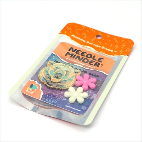 Awesome Pattern Studio Needle Minder Set - Mandala Polar Bear Magnetic Needle Minder. Enamel Pin for Cross Stitch, Embroidery and Craft (Set #1) - color: Set #1
