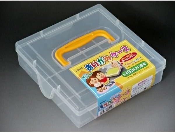 JapanBargain, Japanese Origami Paper Storage Box, Fits 6-inch Folding Paper up to 400 Sheets, Clear Plastic Craft Organizer for Cardstock, Stamps, Sewing Kit Tools, Made in Japan