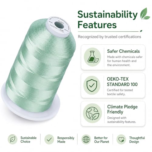 Simthread Embroidery Machine Thread 5000M 40WT Polyester, Minty Teal S048 - color: MintyTealS048