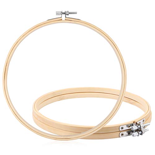 3 Pack Embroidery Hoops, KISSBUTY 7.9 inch/ 20cm Bamboo Embroidery Hoop Round Bamboo Circle Cross Stitch Hoop Ring for Art Craft Handy Sewing (3)
