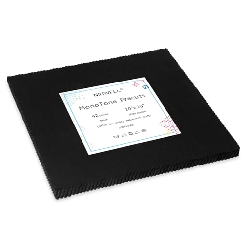 Pre-Cut Cotton Fabric Squares (42 pcs 10'' Black) - color: 42 Pcs 10'' Black