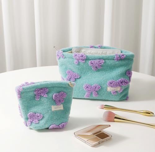 getgto 2 Pcs Makeup Bags, Large Cosmetic Bag Travel Toiletry Bag - color: Girly green